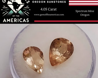 Light Schiller Teardrop Set Oregon Sunstones  - 4.05 Carat