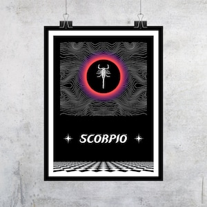 Scorpio Art Print // Zodiac Sign Poster Gift // Space Wall Art
