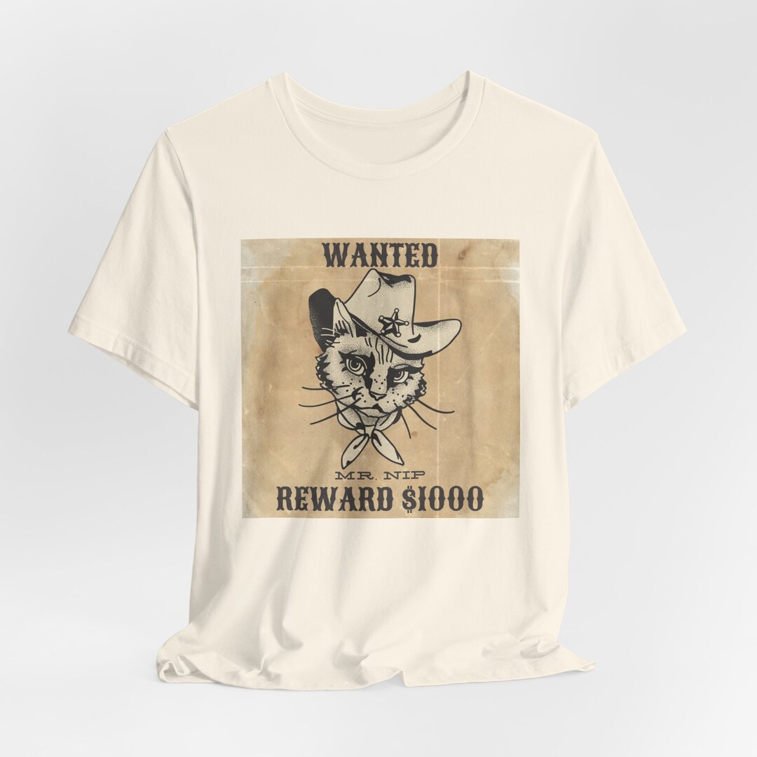 Cowboy Cat Tshirt, Wanted Cat Tshirt, Vintage Tshirt, Funny Cat T
