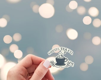 Suriel tea sticker, 3 sizes to choose from, bookish sticker, Kindle sticker, laptop sticker, water bottle sticker