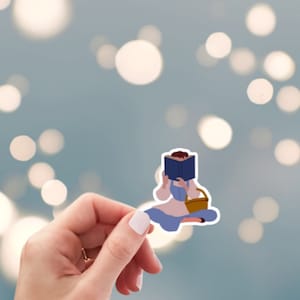 Pegatina de princesa leyendo, 3 tamaños a elegir, pegatina de libros, pegatina para Kindle, pegatina para portátil, pegatina para botella de agua