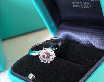 Tiffany & Co. Diamond Ring Platinum Solitaire Harmony 2CT Wedding Engagement Diamond Ring
