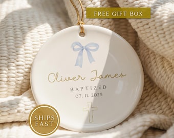 Personal Baptism Gift for Baby - Christening Gift Boys - Baptism Ornament - Custom Baptism Gift with Name - Christening Keepsake