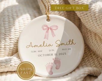 Personalized Baby Ornament – Birth Stats Keepsake Gift