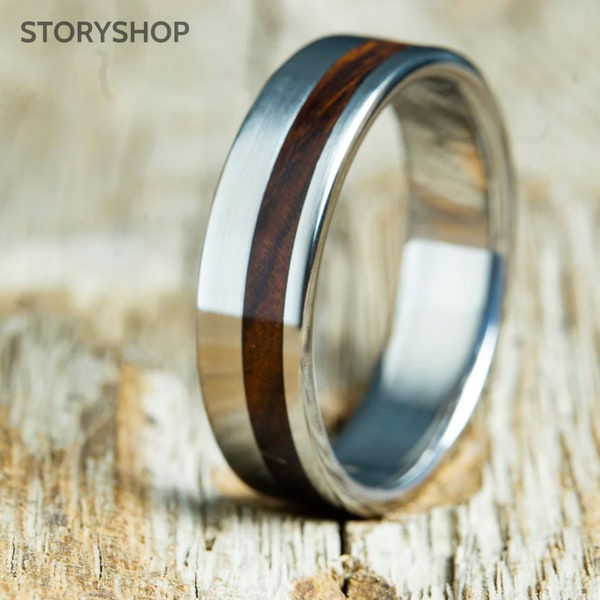 Rosewood Clad Titanium Ring/Handmade/Customized/Wooden Rings from Adult Rings/Turquoise Wooden Rings/Handcrafted Rings/Lover Rings