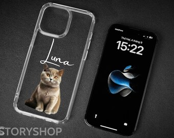 Custom iPhone case+Pet photo, custom pet name, Unique phone accessories, minimalist custom case/Minimalist personalized iphone phone case