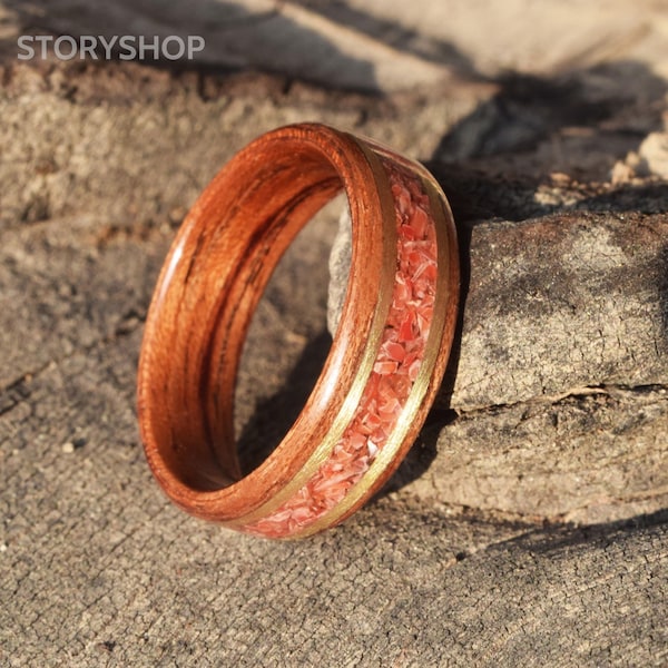 Rosewood Ring with Turquoise/Handmade/Custom/Wooden Rings from Adult Rings/Wooden Ring with Turquoise/Handmade rings/ Rings for lovers