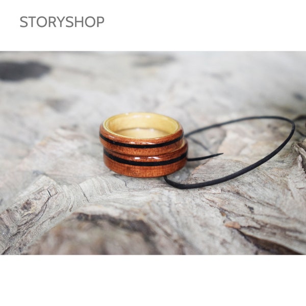 Handmade Maple and cedar wood rings/Rings/Customized/Wooden Rings from Adult Rings/Turquoise Wooden Rings/Handcrafted Rings/Lover Rings