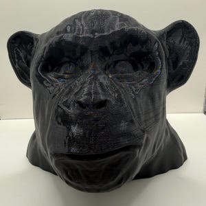 Chimpanzee Bust Sculpture – Lifelike Ape Head 3D Print