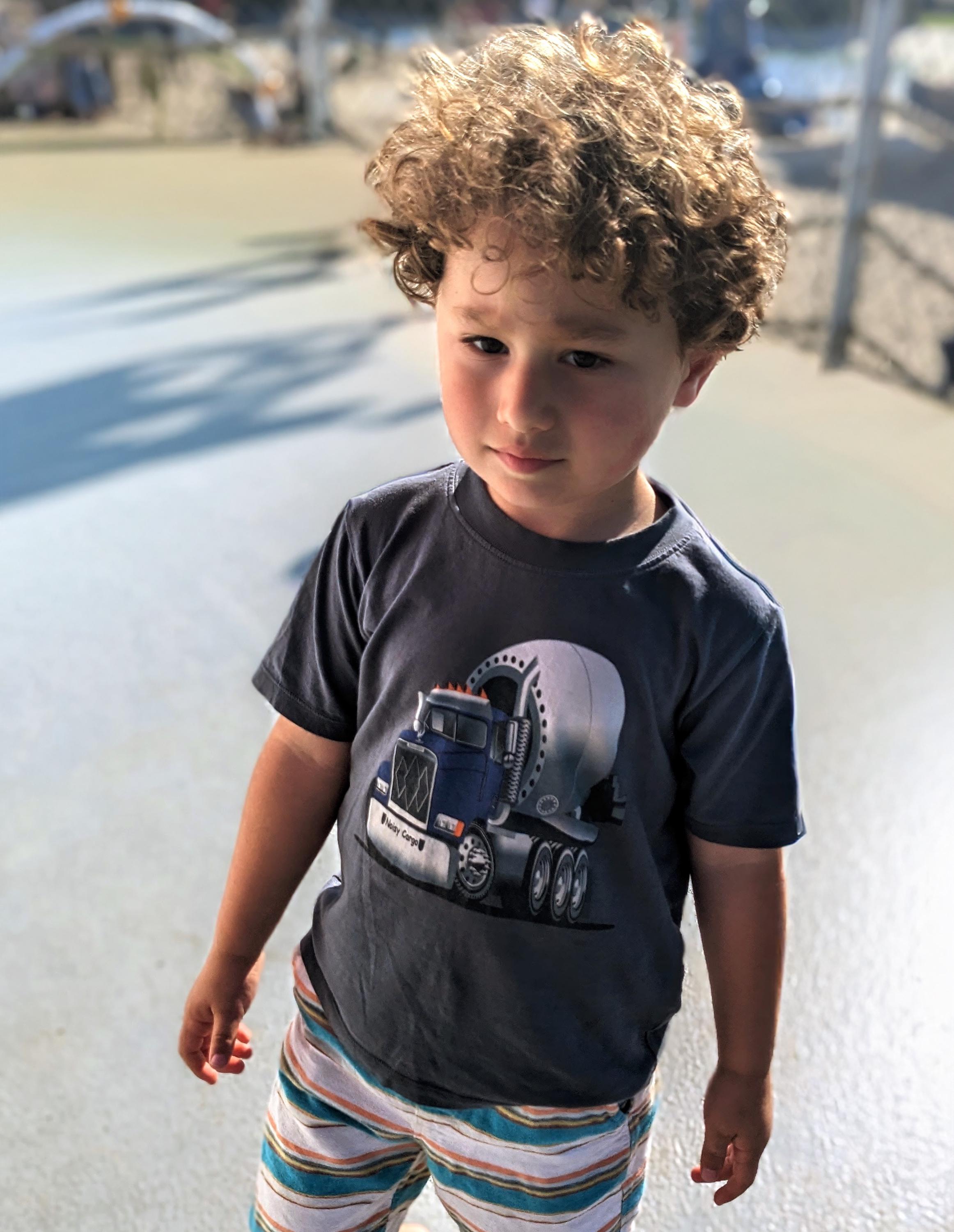 Organic Boys Cement Truck T-Shirt GOTS Certified Toddler Construction Tee