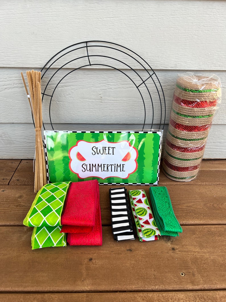 Watermelon wreath kit, diy wreath kit, make your own wreath image 1