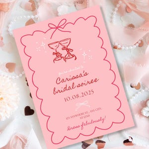 Editable Bridal Shower Invitation Template: Pink Hand-Drawn Design (Digital Download)