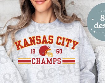 Kansas City Champs, Football Varsity Vintage PNG, Kelce jpg, KC Retro 1960 jpeg, Red Kingdom Game Day Gear at Arrowhead, sublimation, dtf