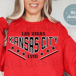 Kansas City Football LVIII Las Vegas Varsity Vintage PNG, Campionato mondiale, Super Sunday Road to Vegas, Kelce, KC Retro Stars, Sublimazione