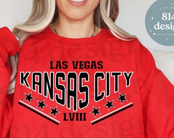 Kansas City Football LVIII Las Vegas Varsity Vintage PNG, World Championship, Super Sunday Road to Vegas, Kelce, KC Retro Stars, Sublimation