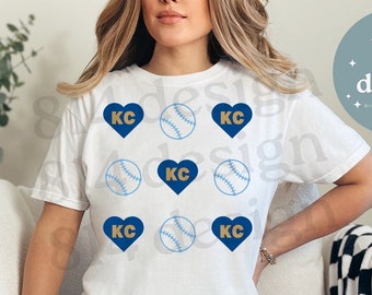 KC Baseball Hearts PNG, Kansas City Baseball, Royals jpg, Crown Town, Game Day Gear, Boys in Blue, sublimatie, dtf