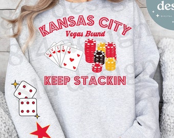 Kansas City Keep Stackin, Vegas Bound 2024 Dice Sleeve Design, LVIII png, KC Football World Championship, Kelce Red Kingdom, sublimation dtf