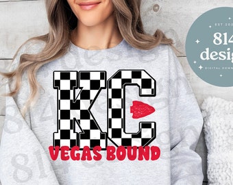 KC Vegas Bound Checker Print Arrowhead PNG, LVIII 2024, Kansas City Football World Championship, Kelce jpg, Red Kingdom, sublimation, dtf