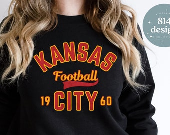 Kansas City Football Varsity Vintage PNG, Kelce jpg, KC Retro 1960 jpeg, Red Kingdom Game Day Gear at Arrowhead, For sublimation, dtf