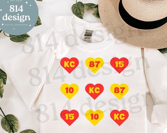 Kansas City Hearts PNG, Kelce, Mahomes jpg, KC Football Valentines, Red Kingdom Game Day Gear at Arrowhead, for sublimation, dtf