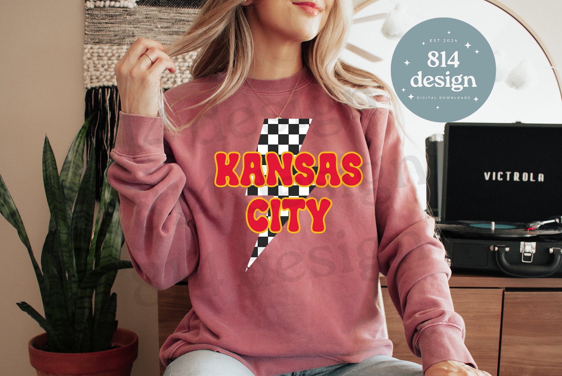 Kansas City Checkered Lightning Bolt PNG, Kelce Jpg, KC Football Retro ...