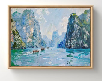 Ha Long Bay Vintage Travel Print: Vietnam Landmark Art (Digital Download)