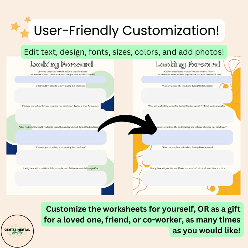 Looking Forward Worksheet.pdf Burnout Recovery Worksheets: Therapy Canva Templates (digital Download ...