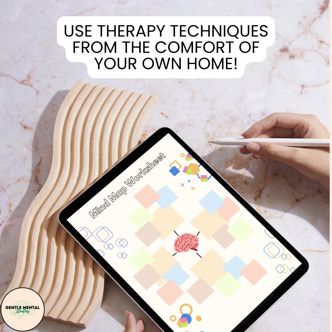 Therapeutic anxiety journal canva template mental health worksheets