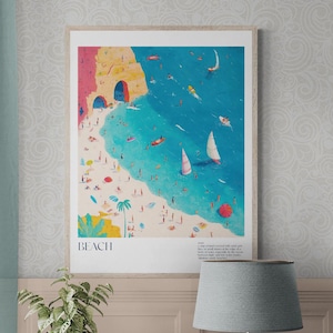 Beach Definition Poster Coastal Modern Art Print Vibrant Seascape Painting Beach House Decor Ocean Sunset Gift for Beach Lover