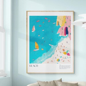 Costal Modern Beach Art Illustration Vibrant Seascape Painting Coastal Decor for Ocean Lovers Beach House Print