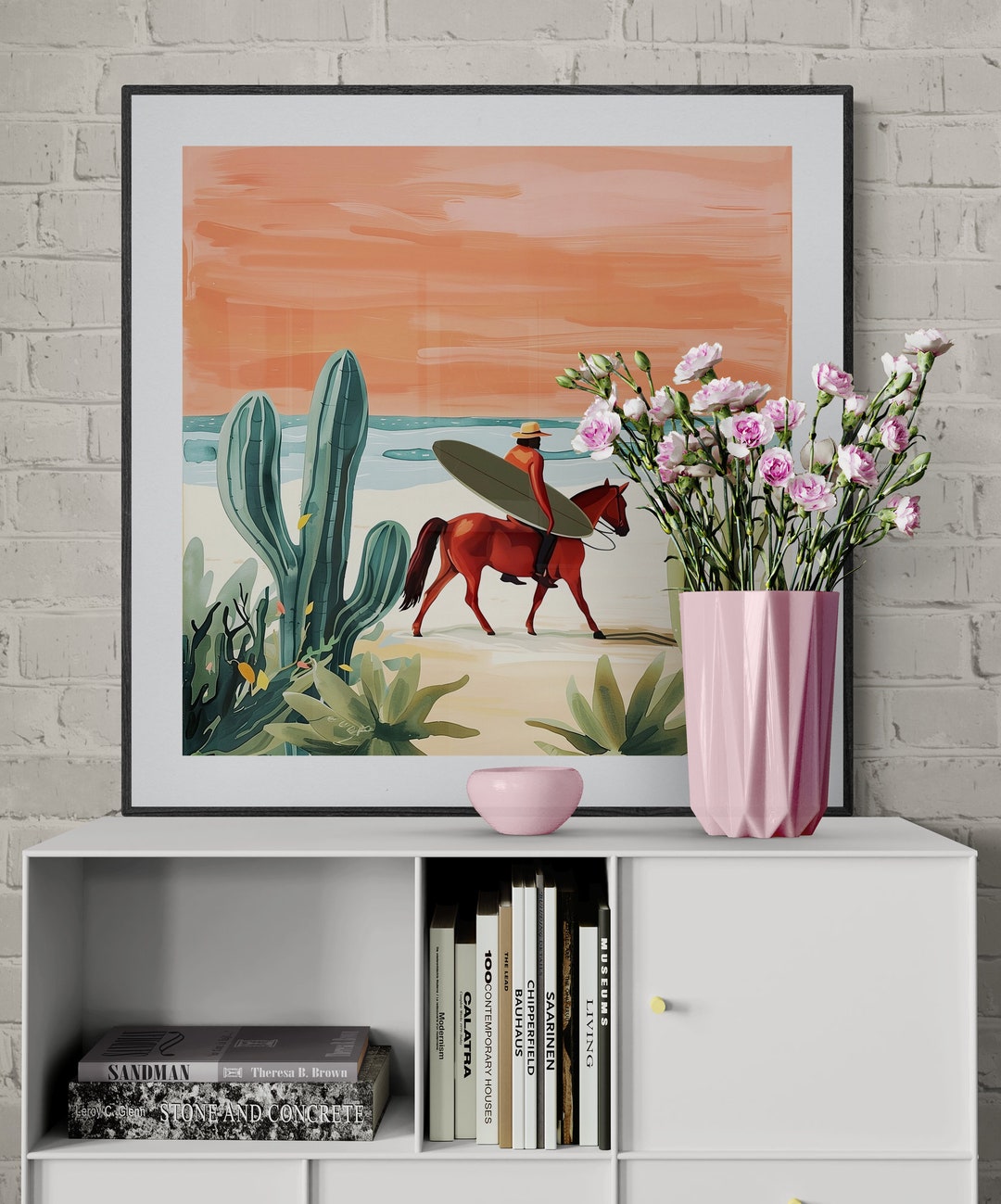 Surf Cowboy Riding a Horse Art Print Illustration - Searching for Surf ...