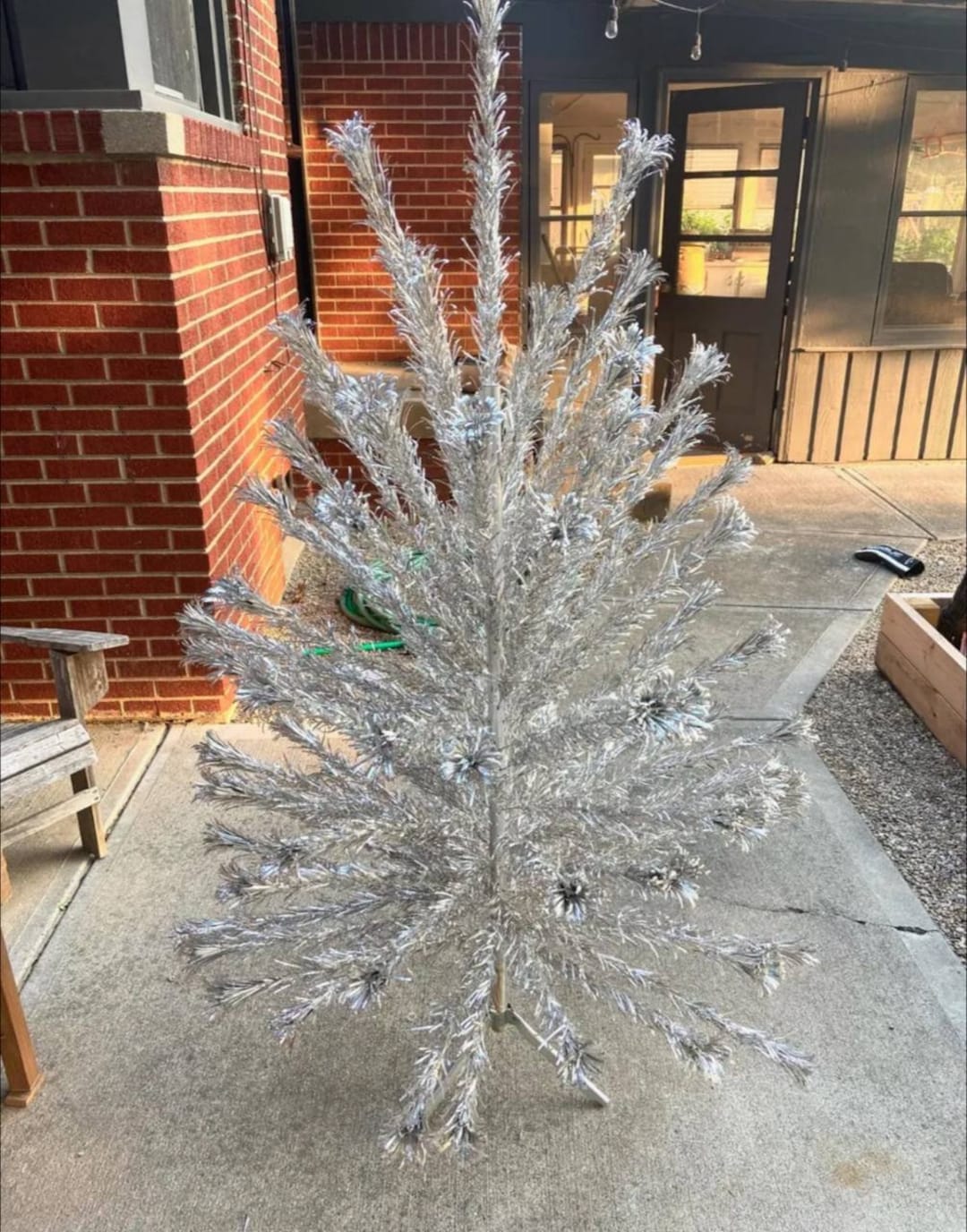 Vintage Aluminum Pom Pom Christmas Tree Original Box Evergleam 6ft