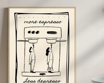 Coffee poster Coffee print Espresso poster for coffee lover gift, black  white wall art trendy wall art Coffee Art espresso print Minimalist