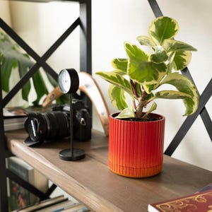 Red Orange Gradient Planter with Drainage & Attached Tray | Modern Ombre Succulent Pot | Aesthetic Home Decor Plant Lover Gift