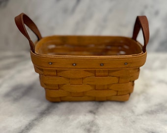 Longaberger Small Basket with Leather Handles