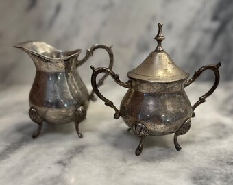 Silver Plated Cream and Sugar Set - Vintage