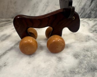 Wooden Moose Rolling Toy - Vintage