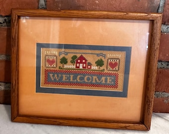 Cross-Stitch Framed Art - Welcome