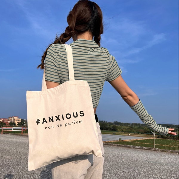 Anxious Tote Bag Book Carrier Girl Perfume Gift Tote Anxious Bag for Mom Teen Girl Anxiety Gift Grocery Bag Trend School Bag Anxious