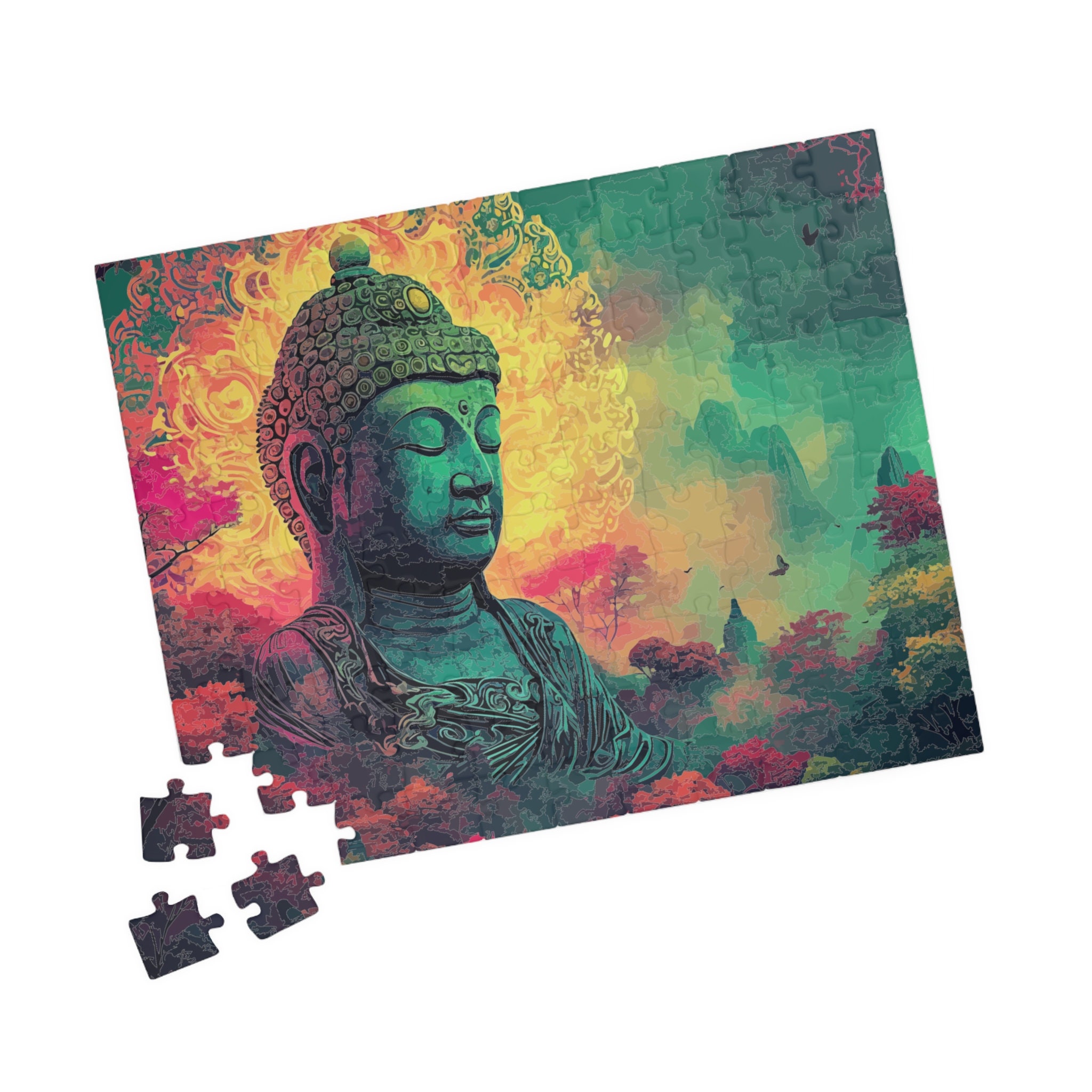 Puzzle Bouddha Lotus », pin brut naturel. - H.WOOD