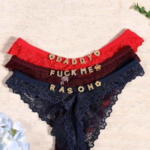 Personalized Lace Thong, Custom Name G-string, Anniversary Gift