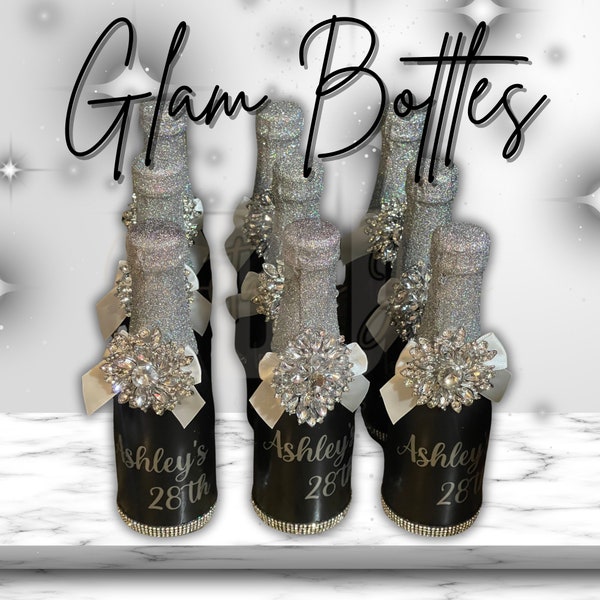 Glam Bottles | Custom Glam Bottle | Custom Party Favors | Glass Bottles | Any theme | Party Favors | Event Decor | Birthday Favors