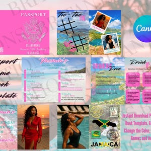 Modèle de carnet de passeport personnalisé | Voyage d'anniversaire | Modèle de passeport | Livre de jeu sur le passeport | Modèle de livre de jeu sur le passeport | Jeux de vacances