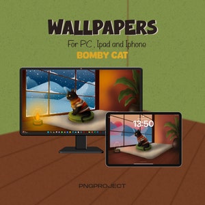bomby cat wallpapers Set for ipad and iphone, homescreen theme, ios, android, Phone Background, Ipad Background