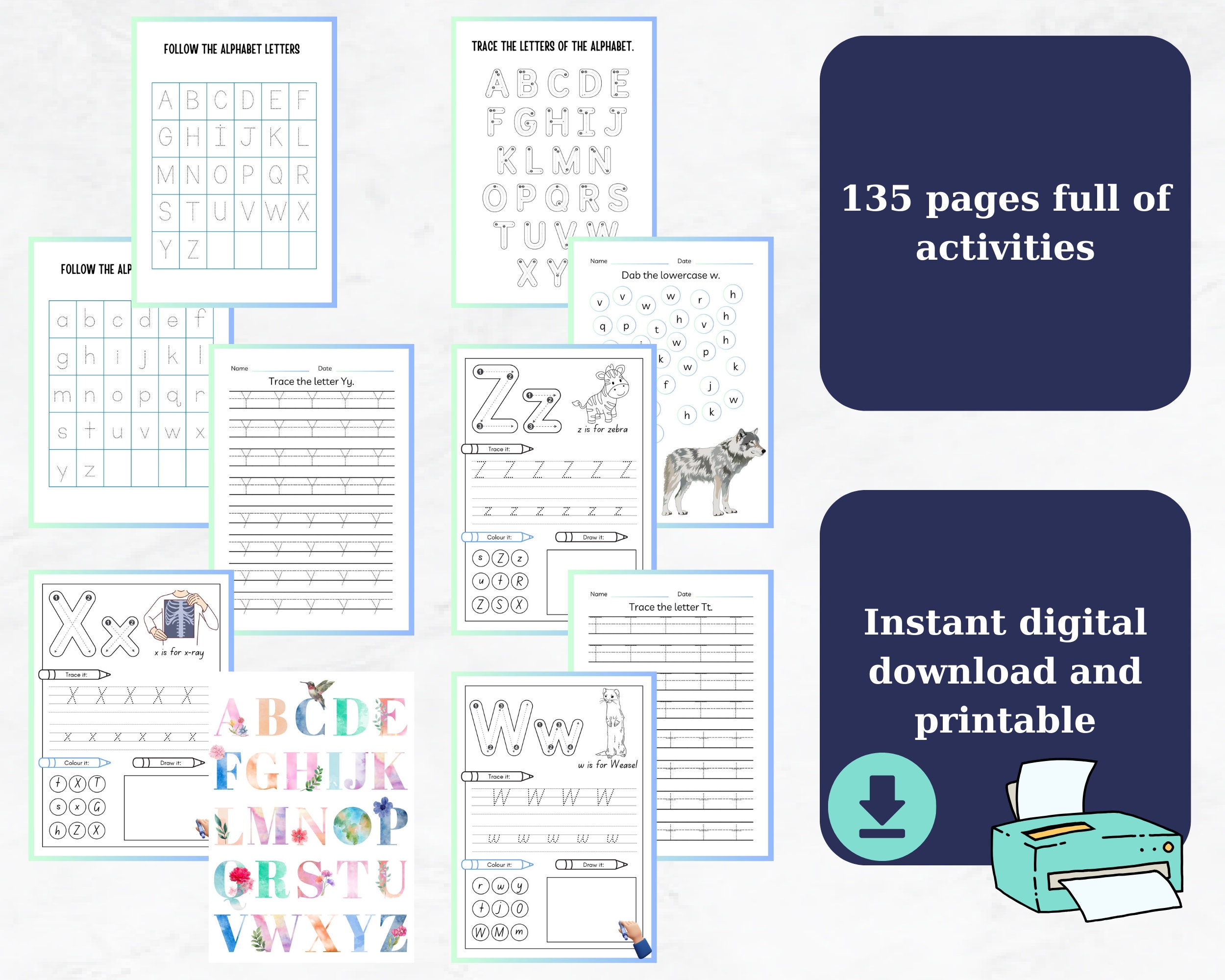 Fun Alphabet Activity Book for Kids / Alphabet Learning / Alphabet ...