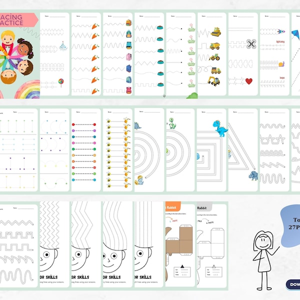 Tracing Activities, Fine Motor Skills Development, Preschool Learning, Fun Learning Activities,  Pre-writing Practice, Child Development.