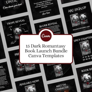 15 Dark Romantasy Book Launch Bundle Canva Templates | Instagram Templates for Authors | Square Black Gothic Dark Romance Bookstagram Kit
