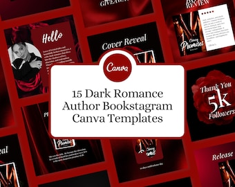 15 Dark Romance Author Bookstagram-canvasjablonen – rood en zwart, esthetiek | Sjablonen voor schrijvers, socialmediakit Dark Romance
