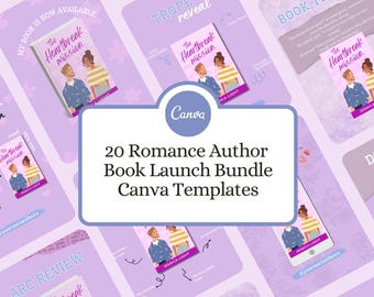 20 romancanva-sjablonen voor boekpresentatiebundel voor schrijvers | Paars esthetisch Bookstagram | Bewerkbare IG-post voor auteurs en schrijvers