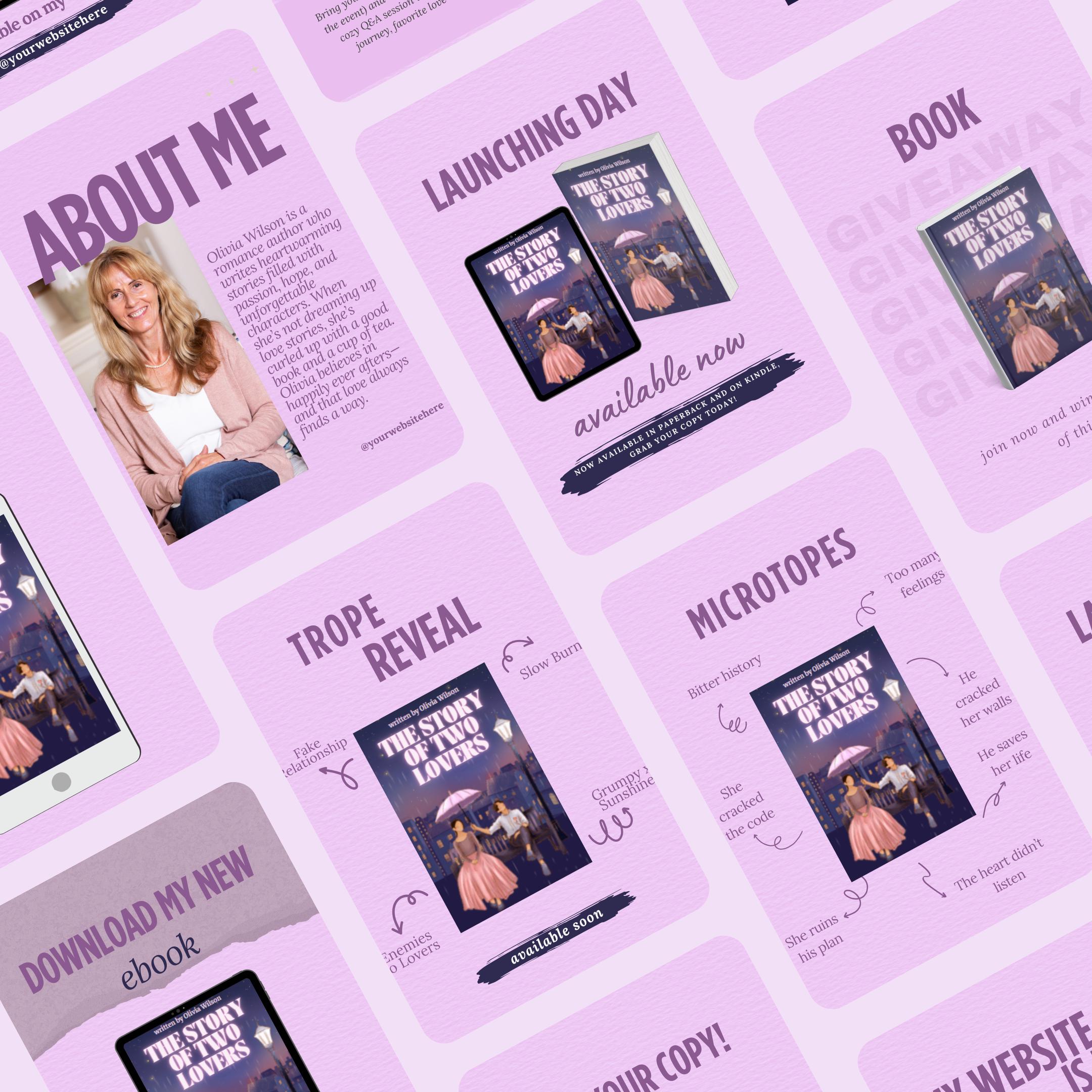 All-in-one Author Instagram Kit Bundle | 40 Canva Templates + Media Kit ...